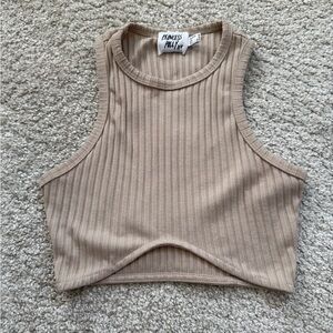 Princess Polly Beige Ribbed Crop Top